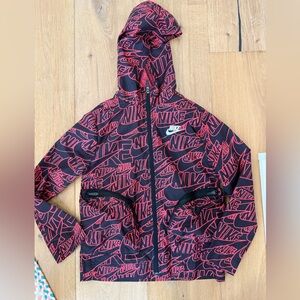 Nike Black and Bright Red Graphic Zip Hoodie